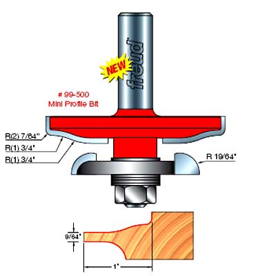 Mini Ogee Style Freud Quadra-Cut™ Raised Panel Bit #99-500 with Backcutter